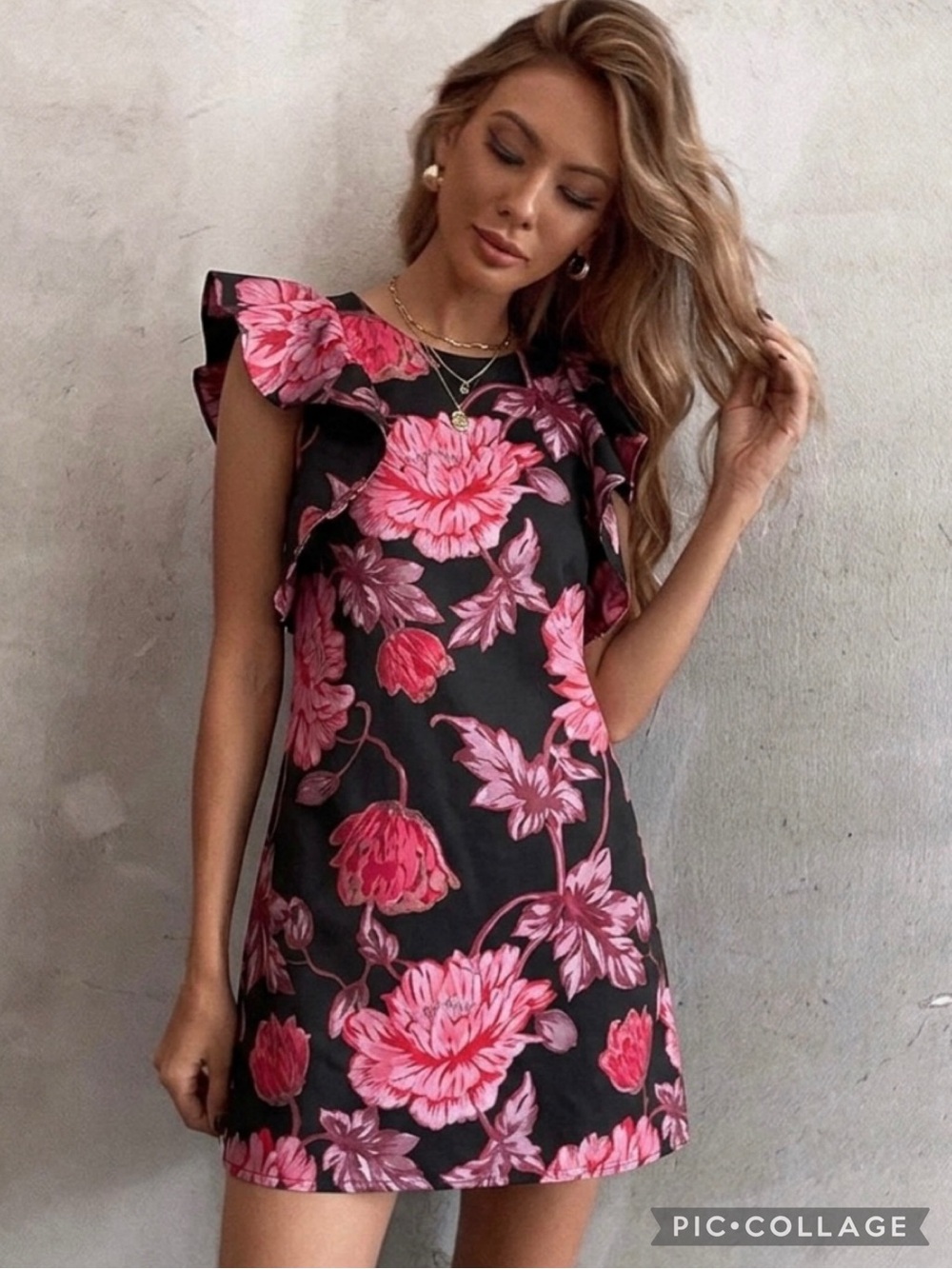 Badgley Mischka Belle Gina Dress Mini Jacquard Black Pink Floral 4 NWT Cocktail